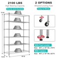 thumbnail image 2 of 6 Tier Wire Shelving Unit Adjustable Storage Shelves Metal Shelf with Wheels Wire Rack for Garage Basement Kitchen Racks 2100lbs Capacity Metal Pantry Shelves，Silver, 2 of 7