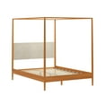thumbnail image 4 of Harbor Queen Canopy Bed with Upholstered Headboard, Pecan/Swiss Coffee, 4 of 7