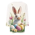 thumbnail image 4 of Royisotas Women's Cute Easter Shirts Funny Bunny Rabbit Print Easter Day T-Shirt Blouse 3/4 Sleeve T-Shirt Tunic Tops, 4 of 5