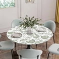 thumbnail image 5 of Boho Sage Green Floral Round Tablecloth for 55-60 Inch Tables,Fitted Table Cover with Elastic Edge,Vintage Farmhouse Paisley Plant Waterproof Outdoor Table Cloth Protector for Patio Garden Dinner, 5 of 9