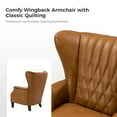 thumbnail image 3 of Traditional Genuine Leather Accent Chair with Nailhead Trim Tufted Armchair for Living Room Camel, 3 of 7
