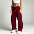 thumbnail image 6 of Chiccall Baggy Wide Leg Sweatpants for Women Elastic Drawstring Waist Pockets Casual Sweat Pants Athleisure Loungewear Trousers, 6 of 7