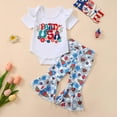 thumbnail image 5 of Ymyiu Girls Summer Sets Casual Girls Clothing Set Short Sleeve Prints Romper Bodysuit Pants Headbands Outfits Set for Girl 3 6 Months (Blue,3-6 Months), 5 of 7