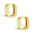 thumbnail image 3 of Lancharmed Square Earrings for Women Trendy Triple Gold Stud Earrings 14K Gold Plated Earring For Gifts, 3 of 8