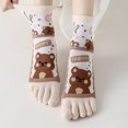 thumbnail image 3 of 5 Pairs Womens Toe Socks Fruit Letter Slogan Bear Crew Socks Cute Sweet Fashion Cotton Five-toe Socks Cotton Socks, 3 of 7
