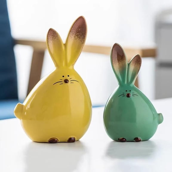 Ceramic Cat Figurines Set of 2, Cute Animal Decorative Statues for Shelf Table Decor, Minimalist Cat Ornaments for Home Living Room Office Decoration
