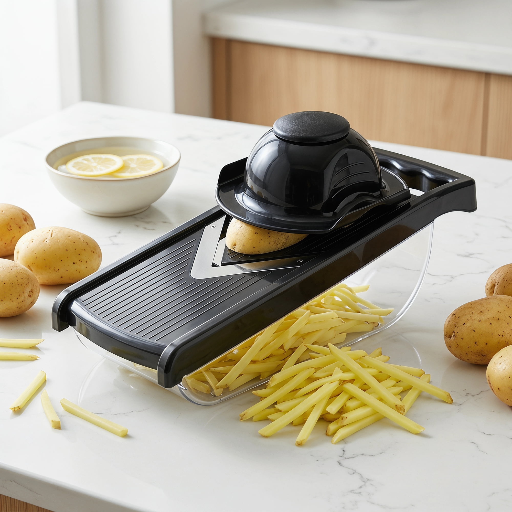 Unique Bargains Useful 4-in-1 Mandoline Slicer for Potato in Kitchen Black 11.6"x4.4"