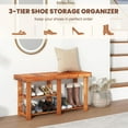 thumbnail image 4 of Tangkula 3-Tier Shoes Rack Bench, Entryway Storage Bench Shoes Organizer with Seat, Shoe Shelf for Boots, Acacia Wood Bench for Hallway, Bathroom, Living Room, Corridor Garden, 4 of 7