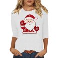 thumbnail image 2 of Gamivast Womens Plus Christmas Tops Casual 3/4 Sleeve Shirts Dressy Round Neck Holiday Blouses Loose Fitted Santa Printed Party Tops Trendy Winter Fashion Outfits 2025, 2 of 5