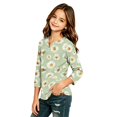 thumbnail image 3 of Abcomgle Girls Long Sleeve Shirts 7-8 Trendy Daisy Floral Print Henley Button T-Shirts for Kids Girls Winter Basic Top for Girls Loose Girls Sweatshirts, 3 of 5