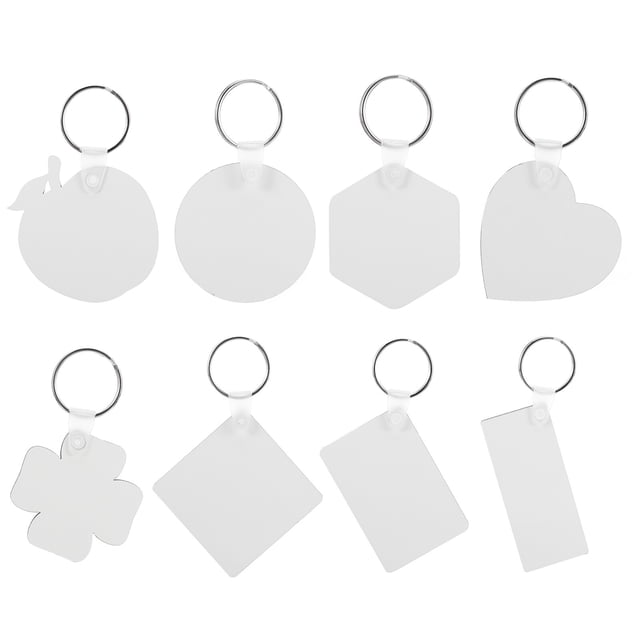 FRCOLOR Key Chain Decor 16pcs Sublimation Blank Keychains MDF Board Pendants for DIY ID Name Tags,2.72"X1.18"X0.12"