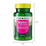 Spring Valley Biotin Hair/Skin/Nails Health Dietary Supplement Softgels, 5,000 mcg, 120 Count