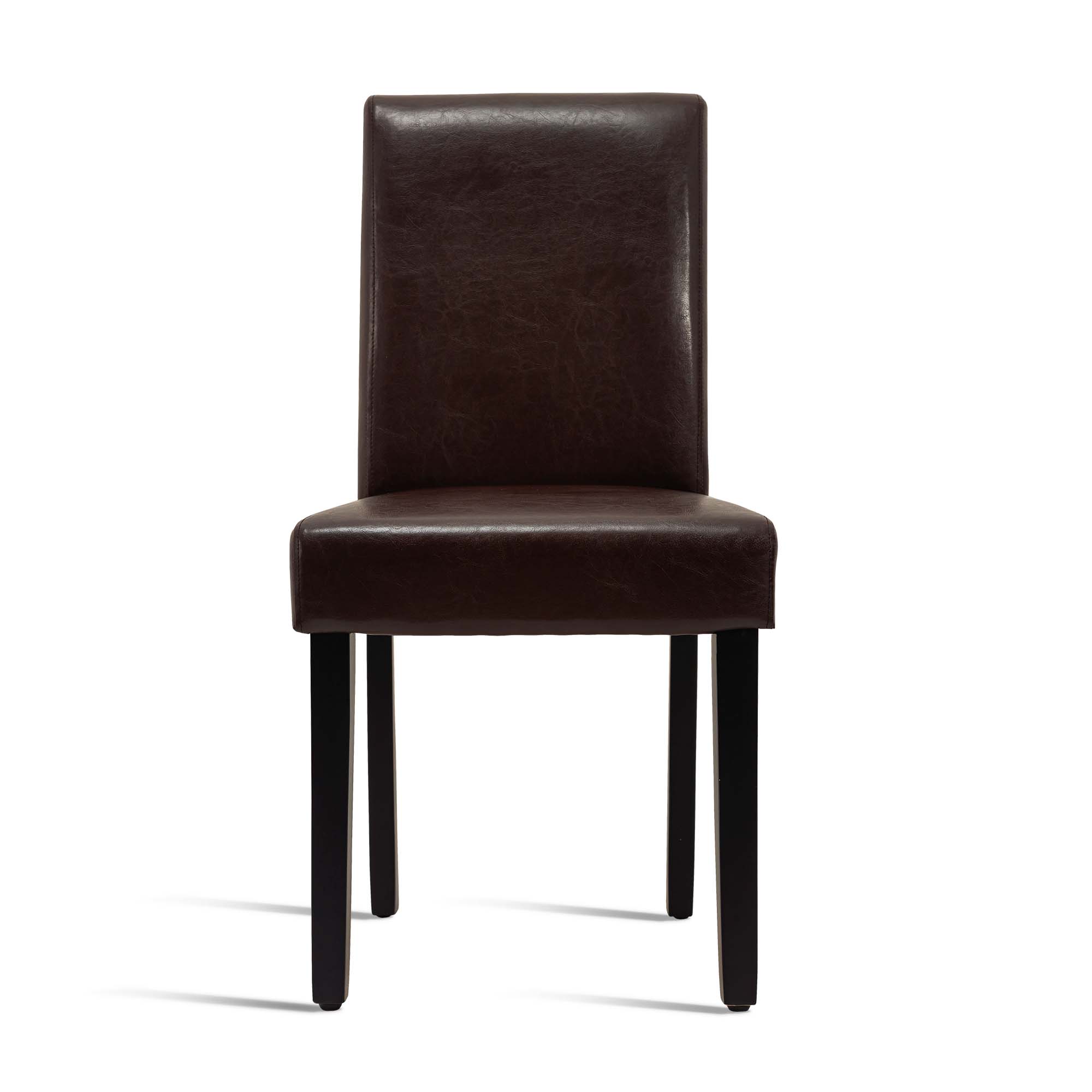 PU Dining Chairs Set of 2 Large Dining Chair with Wood Legs,Brown