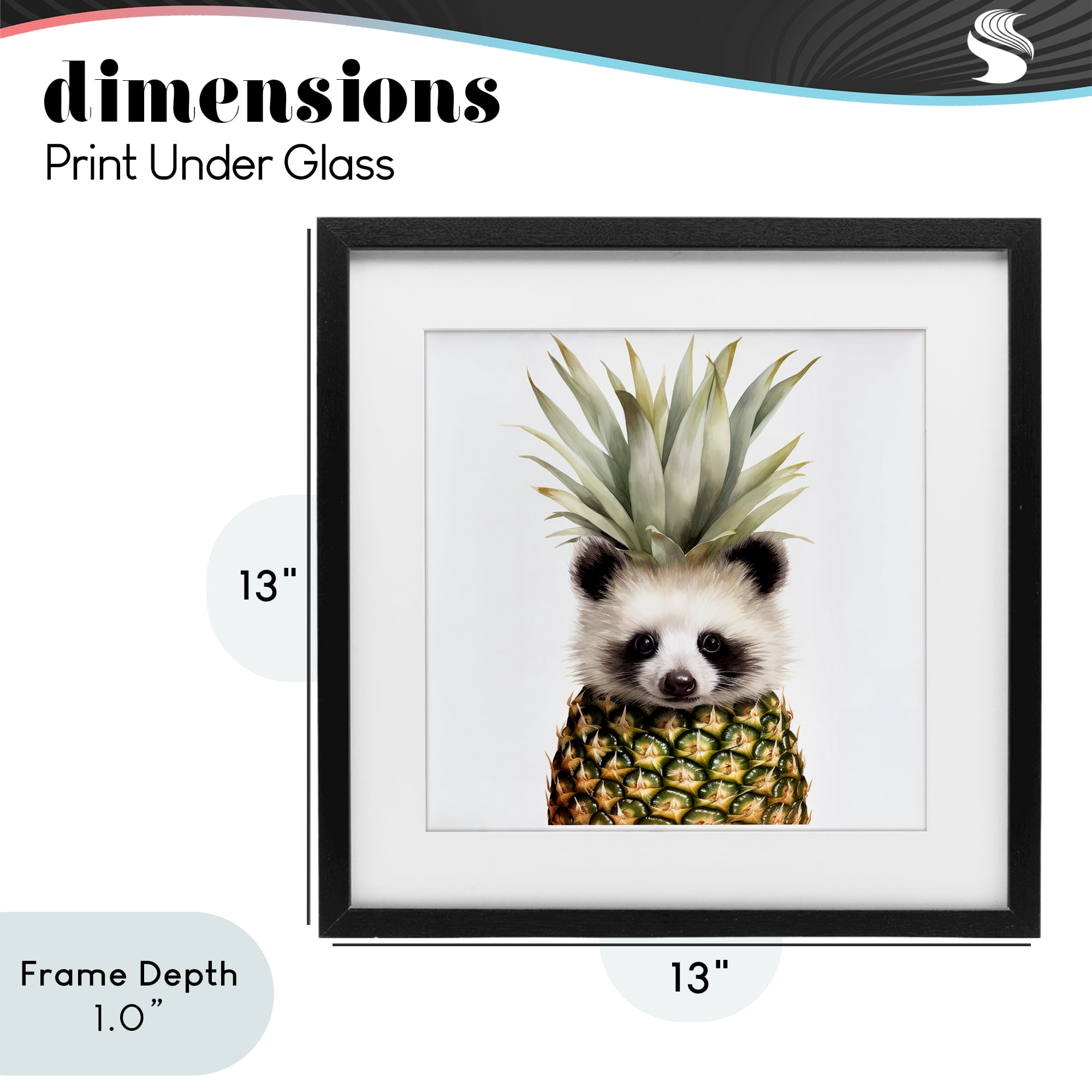 Stupell Industries Pineapple Panda Cub Black Framed Print Under Glass, design by Lazar Studio