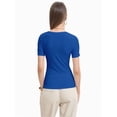 thumbnail image 4 of Women's Summer Scoop Neck Short Sleeve T-Shirts Ribbed Knit Slim Fitted Casual Basic Top, 4 of 6