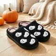 thumbnail image 5 of Qingpeng Womens Closed Back Ghost Pattern Plush Slippers Cozy Soft Indoor House Shoes with Contrast Design for Halloween Home Wear, 5 of 8