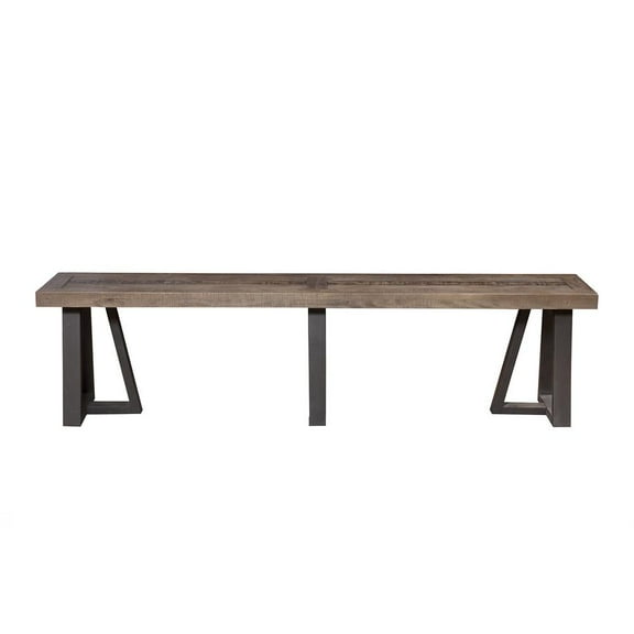 75" Natural And Black Distressed Solid Wood Dining bench