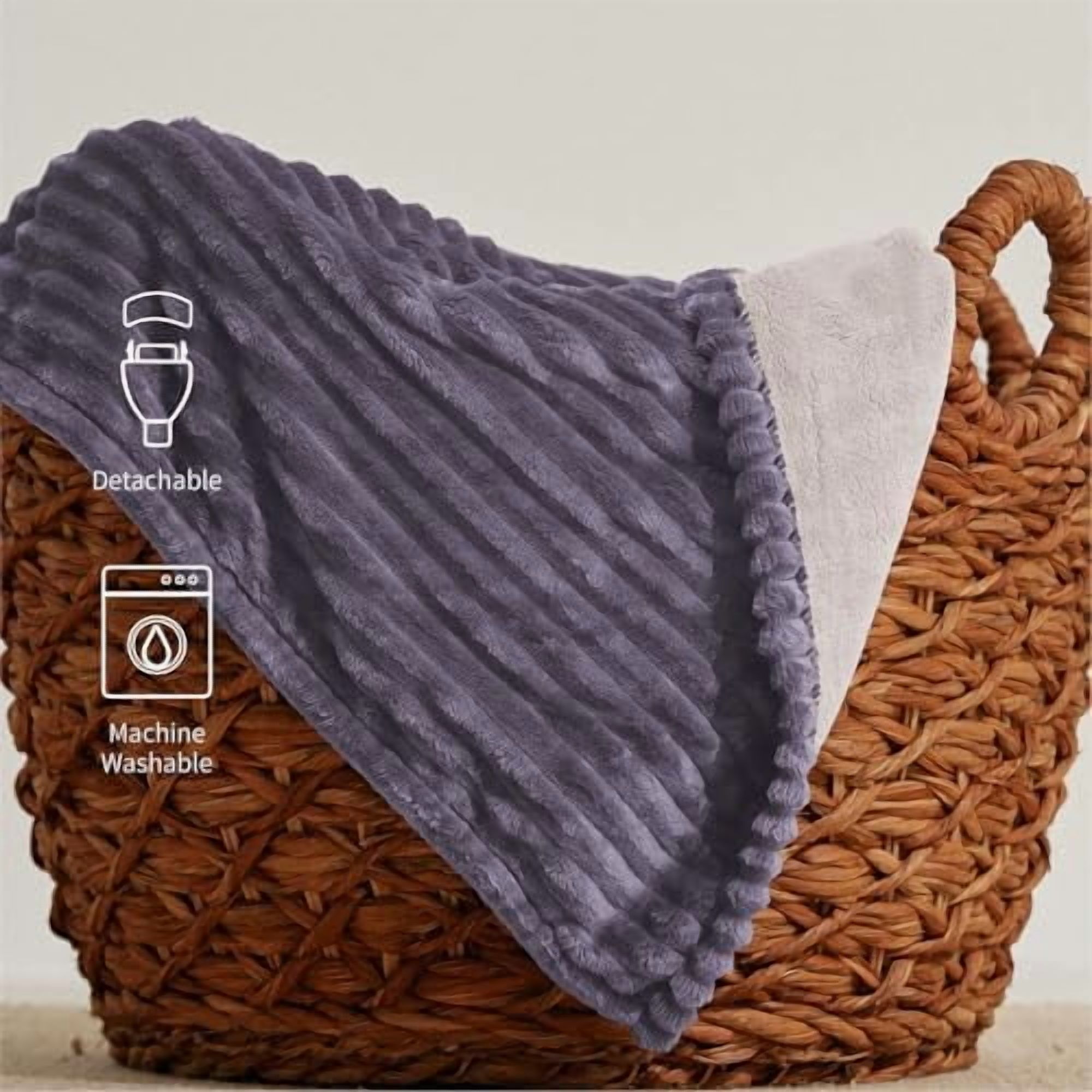 Heated Blanket Twin Size 62"x84",ETL Certification-10 Heating Levels Electric Blanket&1-10 Hour Auto Off,Machine Washable Heating Blanket (Purple)