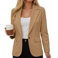 thumbnail image 5 of felwors Womens Blazers for Work Casual Business Open Front Solid Blazers Summer Lightweight Lapel Draped Office Suit Jackets Khaki, XXXL, 5 of 6
