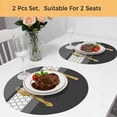 thumbnail image 5 of Black Morocco Round 15 Inch Placemats Set of 2, Grey Striped Middle Century Patterned HeatResistant Non Slip Place Mats for Dining Table, Wipeable Braided Kitchen Table Mats for Housewarming, 5 of 9