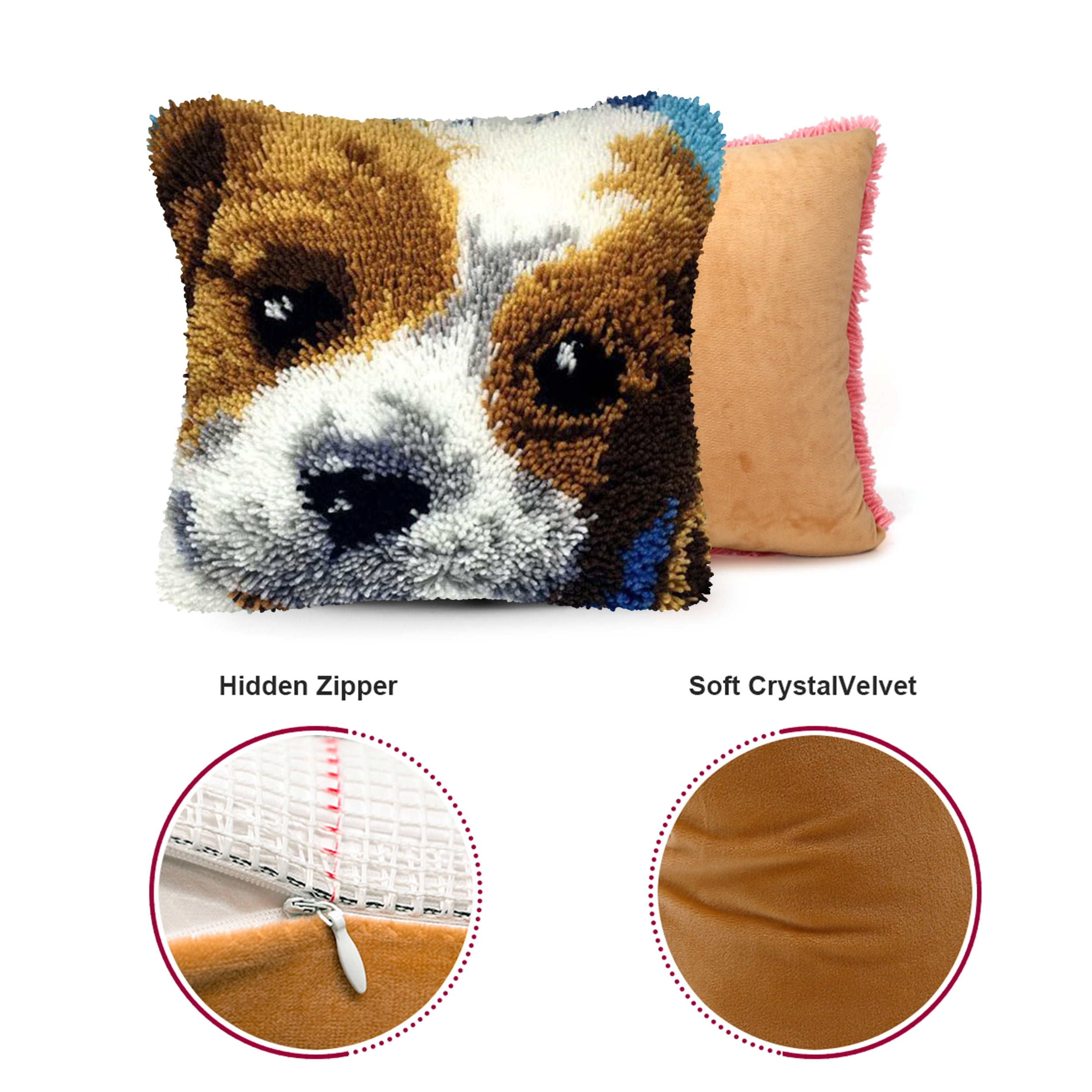 Latch Hook Pillow Kits for Adults pillow,latch hook pillow kits,Fox And Wolf Embroidery Creative Craft Home Decor Ideal for Learning Pillow Making 43×43cm/17*17in