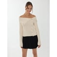 thumbnail image 2 of Off Shoulder Button Detail Sweater, 2 of 6