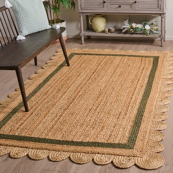Safavieh Natural Fiber Archibald Bordered Area Rug, Natural/Olive, 6' x 6' Square
