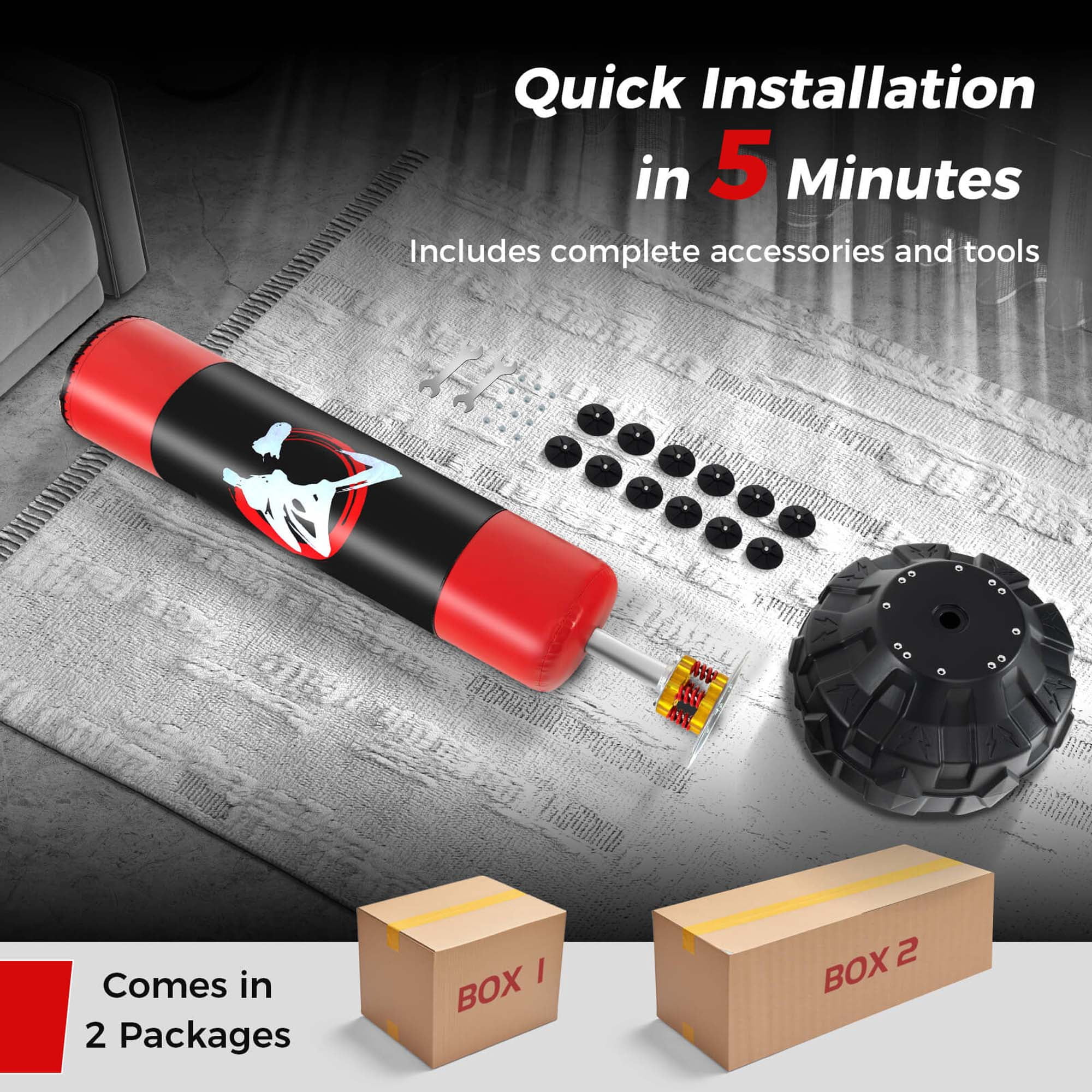 Costway 70" Freestanding Punching Bag with Fillable Base 12 Suction Cups & Shock Absorbers