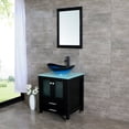 thumbnail image 2 of Walsport 24" Luxurious Bathroom Vanity with Blue Tempered Glass Vessel Sink Bowl and Countertop and Mirror and Faucet,Stand Floor Cabinet Bathroom Storage Vanity with Pop Up Drain,Black, 2 of 10