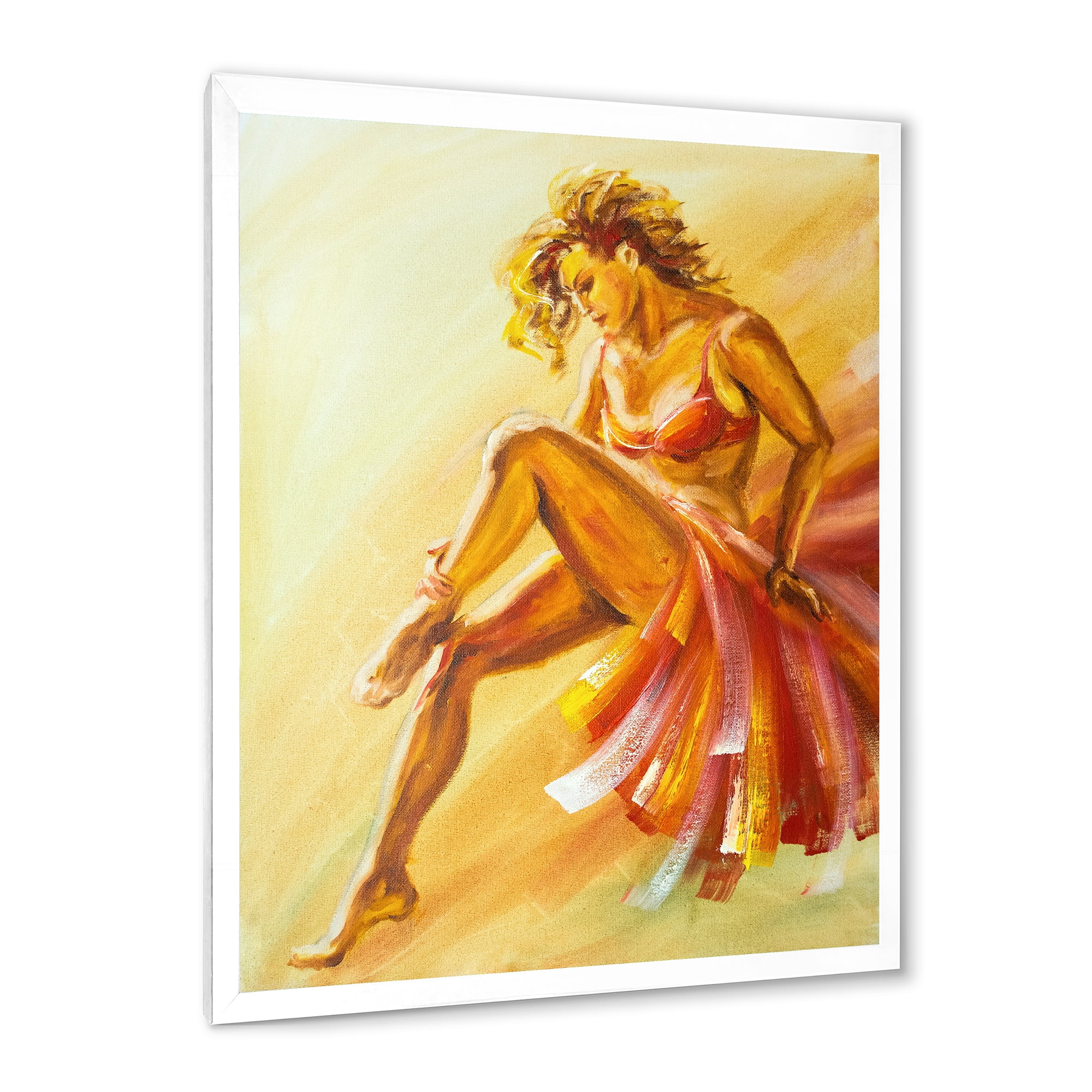 Designart 'Warm Coloured Flamenco Woman Dancer' Modern Framed Art Print