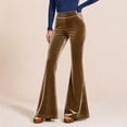 thumbnail image 6 of MMJ Flare Pants for Women Flowy Solid Velvet Slim Fit High Waist Stretchy Business Casual Trousers with Pockets Full Length, 6 of 7