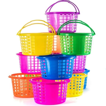 Zcaukya Easter Baskets – Pack Of 8 Colorful Plastic Baskets For Egg Hunts, Toys & Candy (6.5x4.5x3.2 Inch)