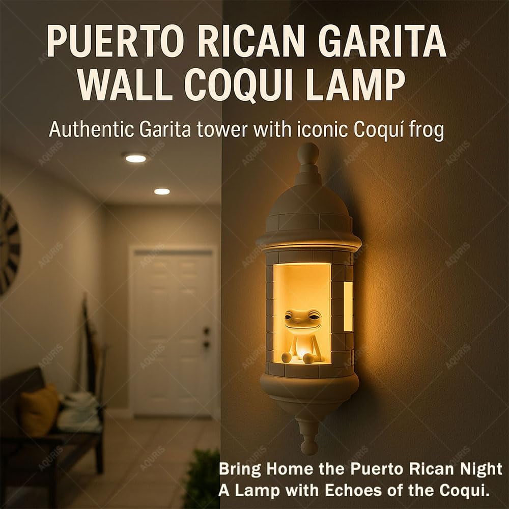 Puerto Rican Garita Coqui Lamp with Sound, Puerto Rican Garita Frog Light Wall Decor, Multi-Color LED Night Lamp for Bedroom Living Room Hallway, Puerto Rico Souvenir Caribbean Gift Decor