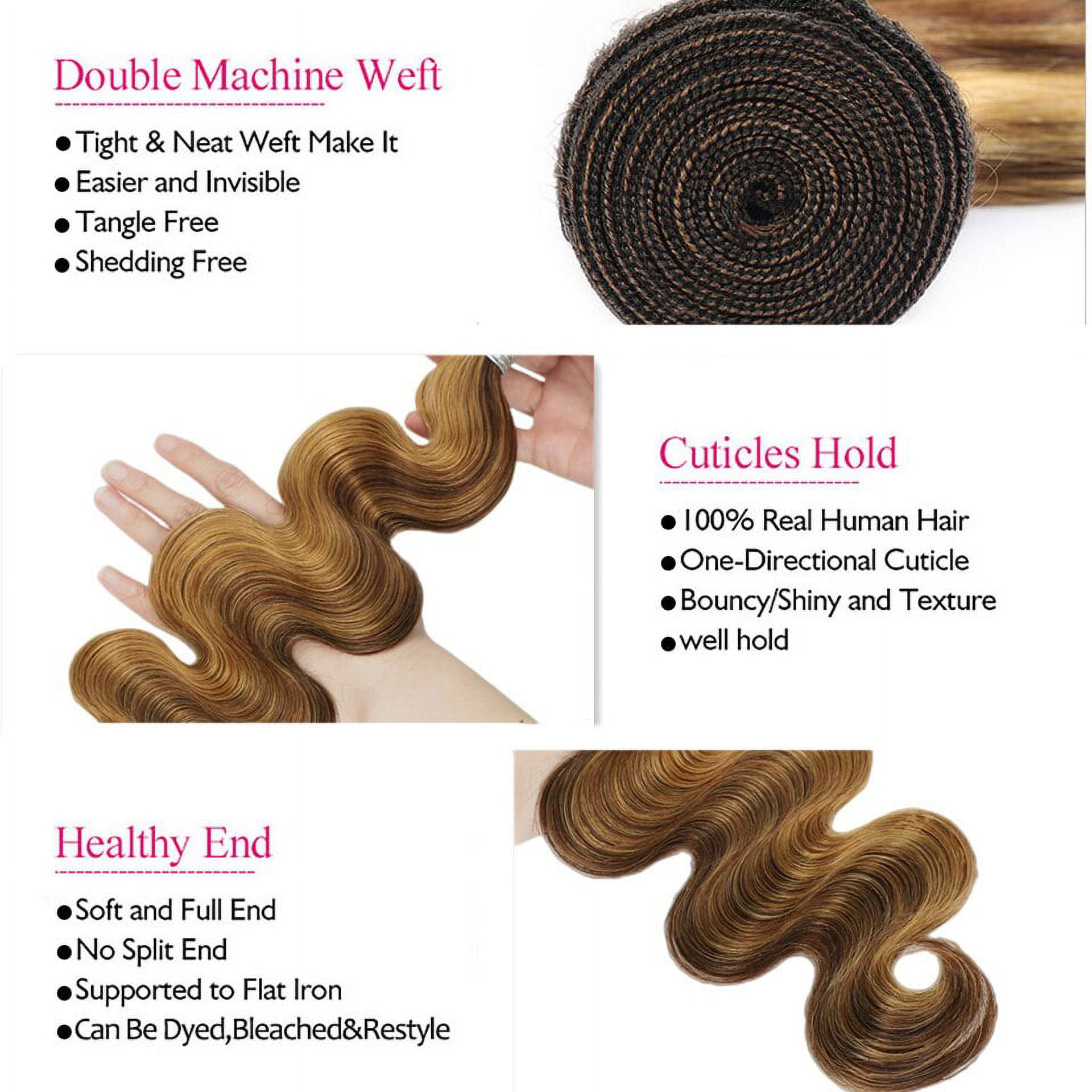 P4/27 Highlight Body Wave Bundles Honey Blonde Ombre Piano Color Human Hair Bundles Brazilian Weave Remy Hair Extensions