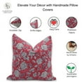 thumbnail image 4 of Fabdivine Block Print Throw Pillow Cover, 22x22 Inch Thick Linen Decorative Cushion Cover, Floral Boho Design Pink Pillow Cover for Sofa And Couch, 4 of 5