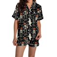 thumbnail image 3 of Halloween Pajamas Sets for Women 2 Piece Satin Pumpkin Print Button Short Sleeve 2 Piece Loungewear Halloween Printed Pajamas for Women, 3 of 5