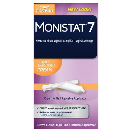 Monistat 7 Day Yeast Infection Treatment for Women, 7 Miconazole Cream Applications with 1 Reusable Applicator, 1 Pack