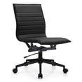 thumbnail image 3 of 2xhome All Black Mid Century Contemporary Executive Office Chair Mid back PU Leather Rest Arms Tilt Adjustable Height With Wheels Back Support Task Chrome Armless Ergonomic, Set of 1, 1 piece, 3 of 11