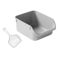 thumbnail image 3 of Bunblic Cat Toilet Sand Box Open Cats Litter Box Cat Litter Container High Sided Easy Carry Kitty Litter Pan Cat Litter Box Cat Toilet grey, 3 of 8