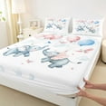 thumbnail image 3 of Homewish Teens Funny Elephant Twin Sheet Sets, Cartoon Balloon Cloud Twin Fitted Sheet, Kawaii Cute Animal Flat Sheet, Lightweight Room Decor, 3pcs, 3 of 7
