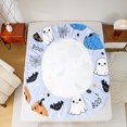 thumbnail image 4 of Manfei Spooky Print Halloween Fitted Sheet Full,Cartoon Ghost Pattern Bed Set,3 Pieces,1 Fitted Sheet and 2 Pillowcases, 4 of 6