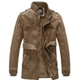 thumbnail image 5 of Chaqueta de cuero de PU con cuello alto largo de estilo europeo y americano, chaqueta de cuero de motocicleta lavada personalizada para hombre, más chaqueta de terciopelo, 5 of 5