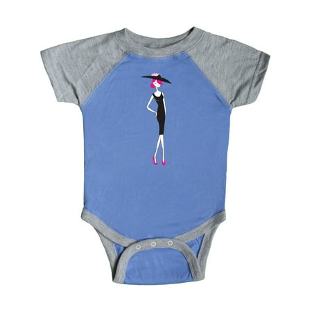 

Inktastic French Girl Fashion Girl Pink Hair Black Dress Gift Baby Girl Bodysuit