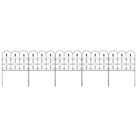 Best Choice Products 10ftx32in 5-Panel Foldable Interlocking Iron Decorative Garden Edging Fence Panels for Lawn, Backyard, Landscaping w/ Locking Hooks, Black
