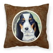 Carolines Treasures 7002PW1414 Basset Hound on the branch Fabric Decorative Pillow 14Hx14W multicolor