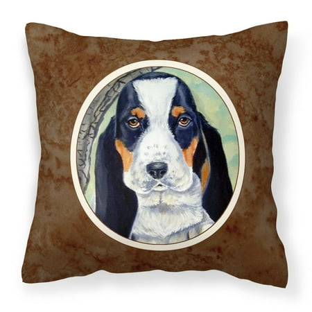 Carolines Treasures 7002PW1414 Basset Hound on the branch Fabric Decorative Pillow 14Hx14W multicolor