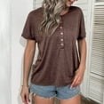 thumbnail image 3 of Mittory Womens Crew Neck Short Sleeve Buttons Tops Fall Tshirts Tee Basic Blouse Loose Fit Henley Tops, 3 of 4