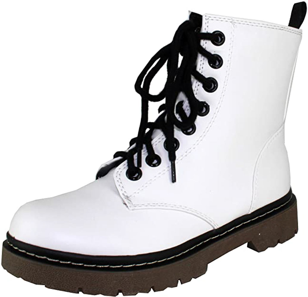 SODA SODA Grunge! by Military Lace Up Boots White Pu (7.5) Walmart