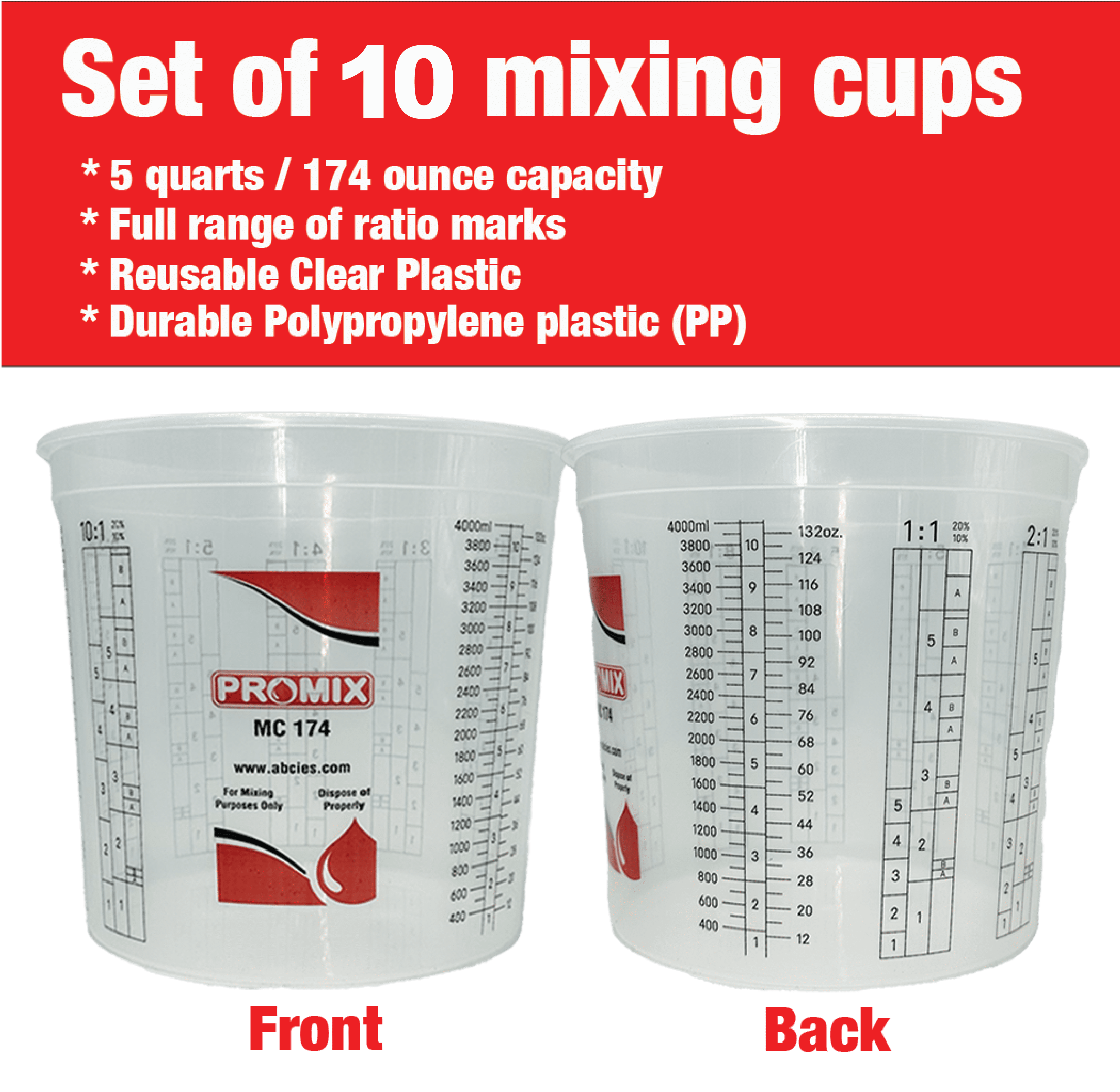 Plastic Mixing Cup 5 QT (165oz)
