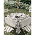 thumbnail image 3 of Square Outdoor Tablecloth with Umbrella Hole Vintage Bees Crowns Outside Table Cloth Waterproof Patio Table Cover Rustic Leaves Rings Burlap Zipper Tablecloths for Picnic Party Camping 60x60 Inch, 3 of 8